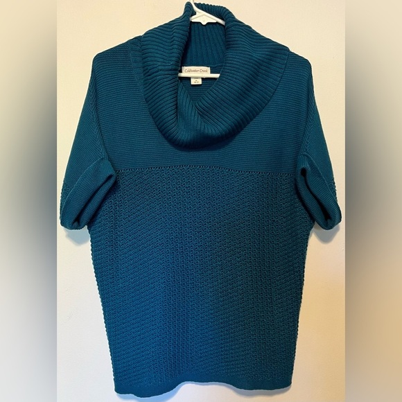 Coldwater Creek Blue Short Sleeve Cowl Neck Sweater Size M - Picture 1 of 7